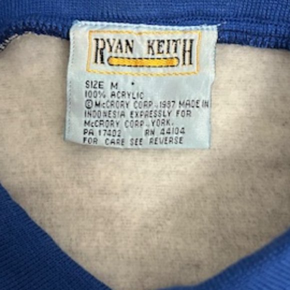 Vintage Ryan Keith Sweater Men's Gray and Blue Medium - Picture 3 of 3